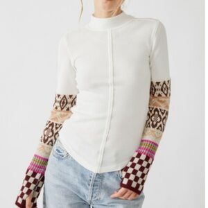 Free People Cream Textured Top
